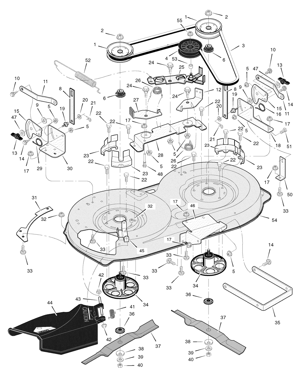 Mower Housing Diagram and Parts List for 385044X51A 2006 Briggs and Stratton Lawn Tractor